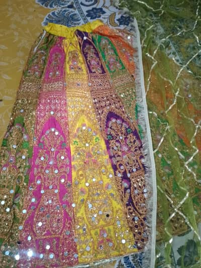 Multi colors chatapati lehnga
