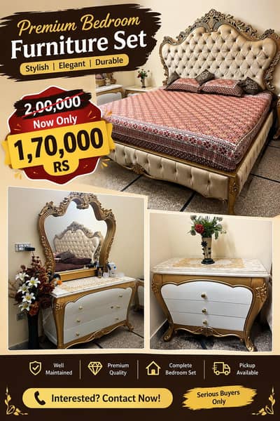 Premium bedroom furniture set for sale | Elegant Golden Design