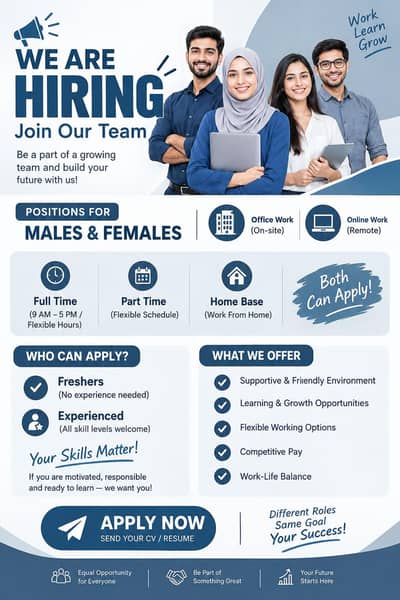 Hiring staff males and females for work