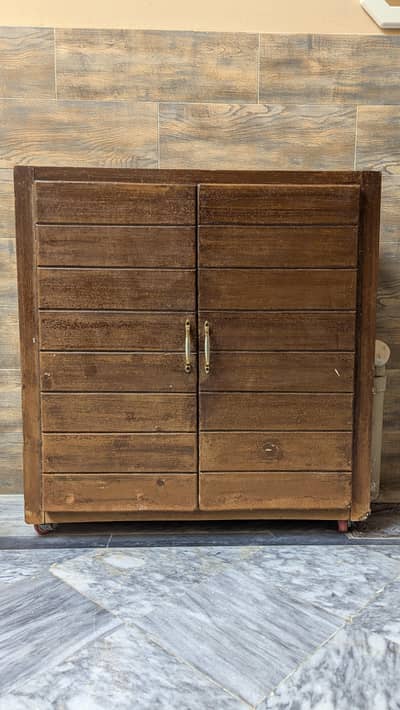 6-Tier / 5-Shelf Wooden Shoe Rack Cabinet with Wheels