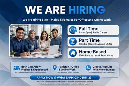 hiring staff males & females for work