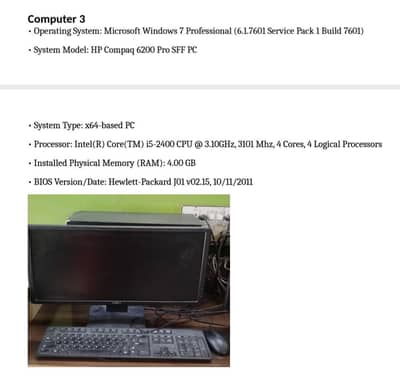 9 Computers for sale, systems with Moniters, CPU, Keyboards