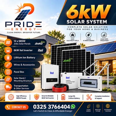 6kW Solar System | Jinko Solar Panels +Itel Inverter + Lithium Battery