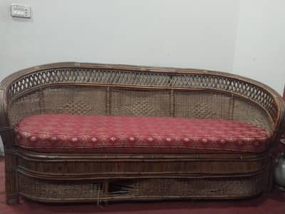 full wooden sofa with 2 same chairs