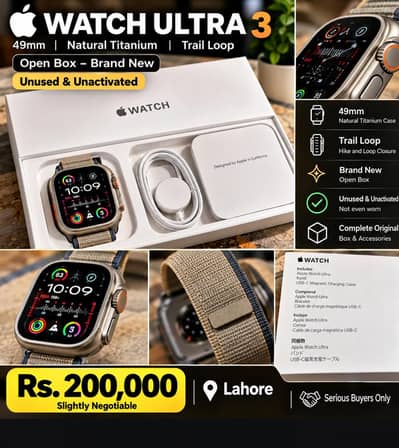 Apple Watch Ultra 3 49mm Natural Titanium – Brand New Open box