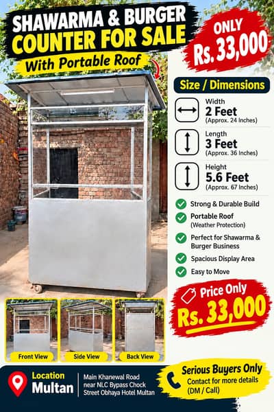Shawarma & Burger Counter available for sale in Multan.