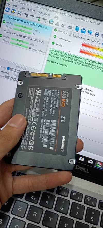 Samsung 860 EVO 2tb SSD 100% health 55k 03024683336