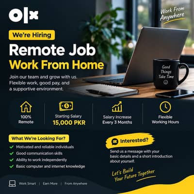 Remote Job – Work From Home | 15,000 PKR Starting Salary