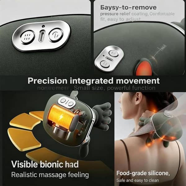 T  Neck Massager Finger Pressure Neck Back and Shoulder Massager - Electric Kneading Neck Deep Massage Muscle Relax - Neck Massager with Hands - Massage Master for Shoulders, Neck, Lower Abdomen - Real Hands with 2 Heat Modes for Home, Travel