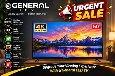 @GENERAL 50" 4K Smart LED TV — URGENT SALE