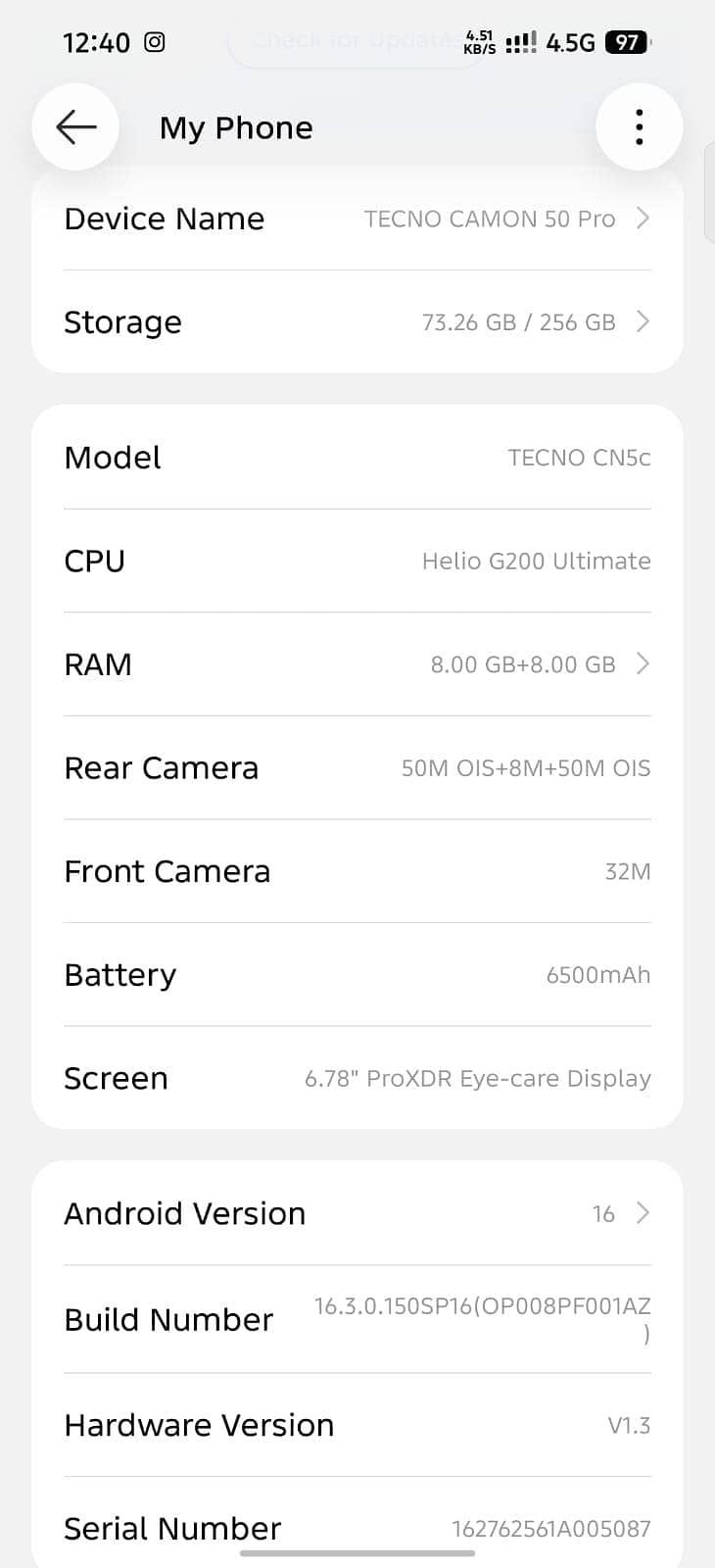 Tecno camon 50 pro 6
