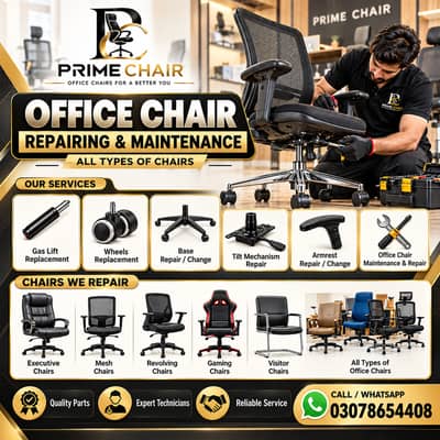 Office Chair Repairing | Gas Lift, Wheels, Base & Armrest Repair
