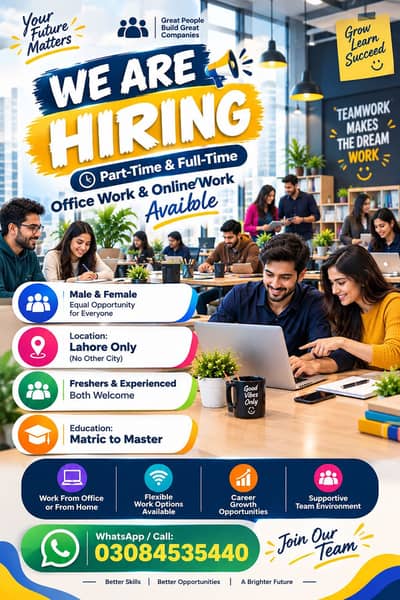 WE HIRING MALE AND FEMALES STAFF FOR OFFICE WORK