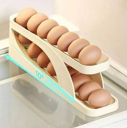 T  Automatic Scrolling Egg Rack, Double Layer Egg Dispenser, Counter Top Egg Storage Tray