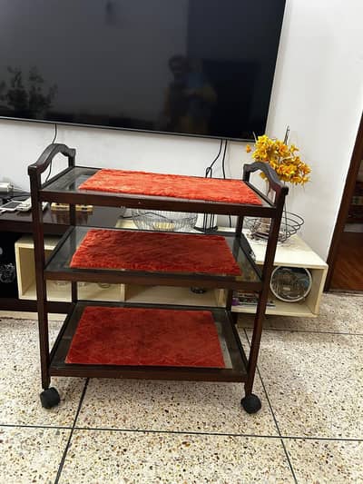 solid wood serving trolly