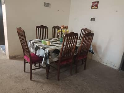 Solid Wood 6 Chair Dining Table Set for Sale – Good Condition