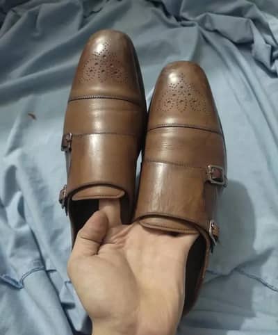 Double monk strap leather shoes for men 43/44