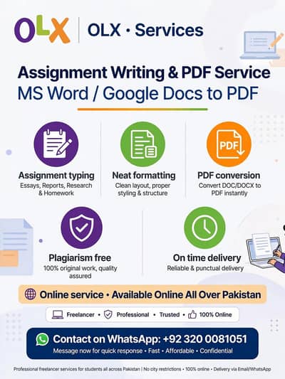 Assignment Writing MS Word to PDF - All Pakistan Online