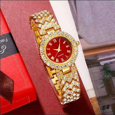 1 PCS Golden Luxury Watch for Women - Stainless Steel Strap Quartz Wristwatch for Ladies & Girls R5828