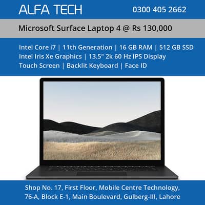 Surface Laptop 4 Intel Core i7 11th Generation 16GB 512GB 13.5”