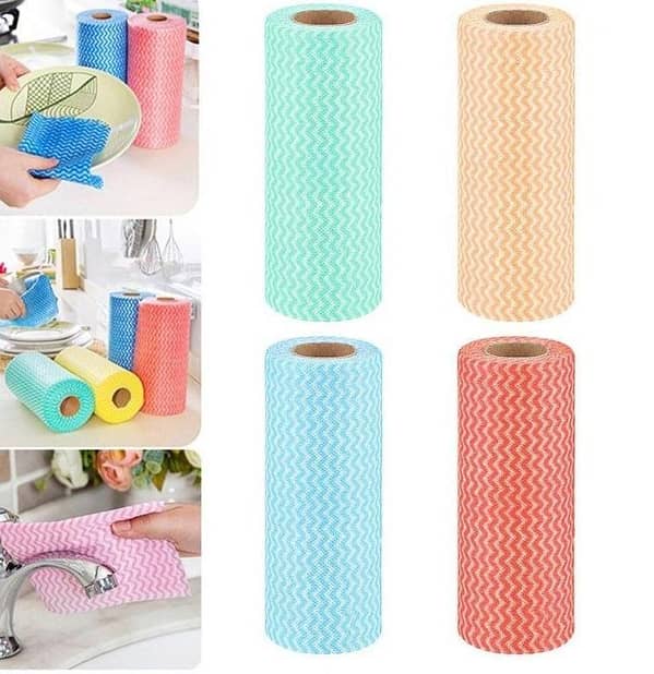 T  Non Woven Disposable Dish Cloth Reusable Dish Towels Kitchen Paper Towels Multi Purpose Cleaning Towels (Dishcloth-Multi-Colored)