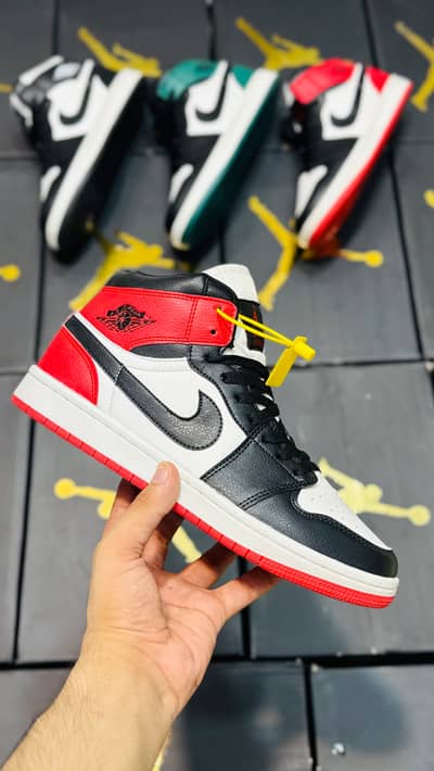 Air Jordan 1 High Black White Red Sneakers | Sizes 40-45