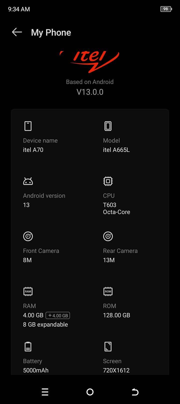 Itel A70 (Good Condition) 2