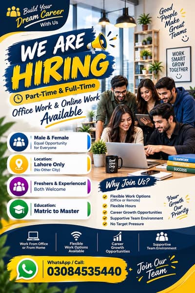 WE HIRING MALE AND FEMALES STAFF FOR OFFICE WORK