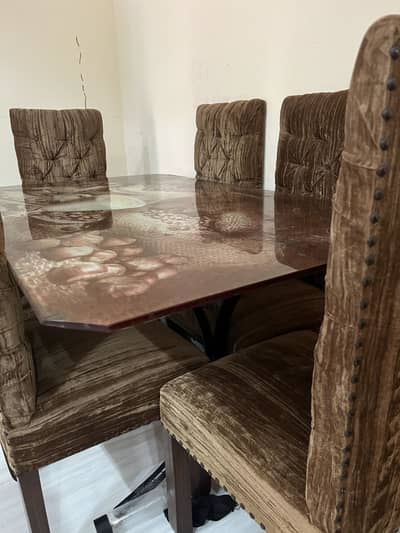 6 seater wooden chair with dining table