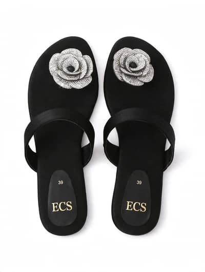 ECS Black Formal Party Wear Fancy Slipper Size 39 - Like New