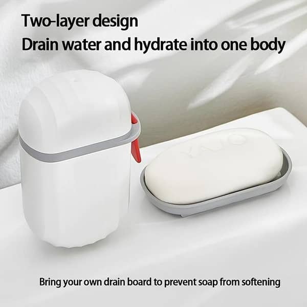 T  Travel-Friendly Leak-Proof Plastic Soap Dish | Portable Travel Soap Case With Drain Tray, Durable PP Material, Lightweight Luxury Bathroom Accessory | Compact Soap Box with Lid & Drainage Tray for Camping, Travel, and Home Use
