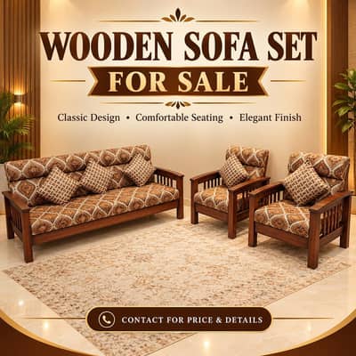 Wooden Single Sofa Chair with Cushion-Excellent Condition