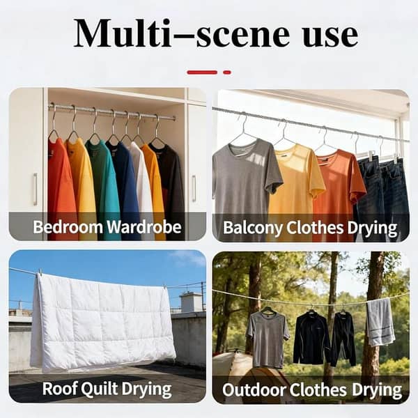T  5Meter Stainless Steel Clothesline - Multipurpose Clothe Rope - Rust Free Cable for clothes with Screw Hooks - Buy Clothes Line Rope Outdoor Thickened Stainless Steel Clothesline Multifunctional Heavy-Duty Thickened Steel Wire Rope Strong Load-Bearing