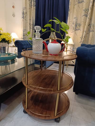 Wooden Tea Trolley , Imported Serving Trolley , Modern Tea Trolley