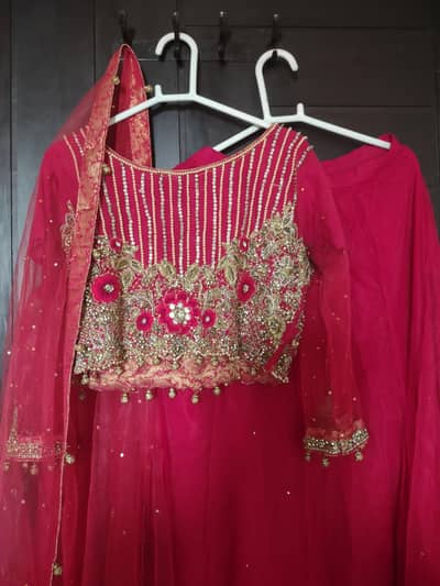 Red Wedding Lehnga Choli embroidery work with Net Dupatta