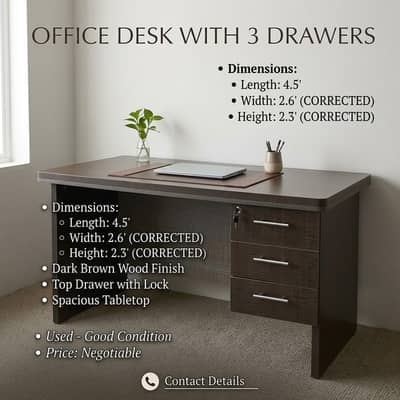 Office Table 03137302973 6 Width: 2.6 feet - Upper height/depth: 2.3