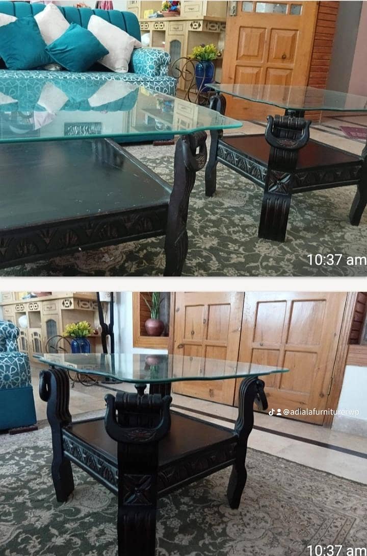 Wooden  mirrior three table set 1