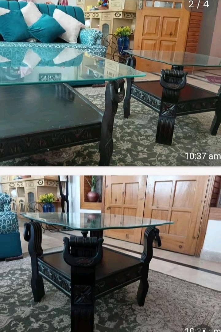 Wooden  mirrior three table set 3