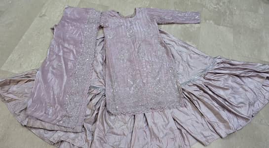 Cut dana silk suit with furshi lehnga havy waight.