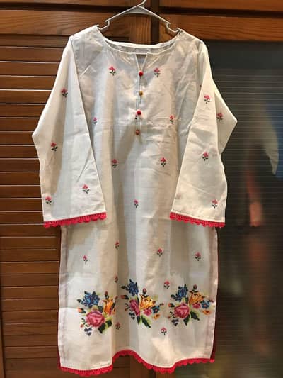 2piece shirt trouser embroided lawn