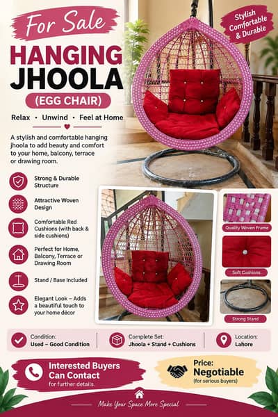Hanging Jhoola / Egg Chair for Sale