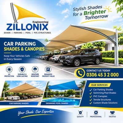 Car parking shade / Garage shade / Pvc pole parking / Canopy car shed