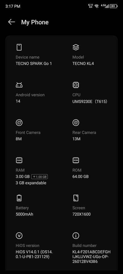 Tecno Spark Go 1