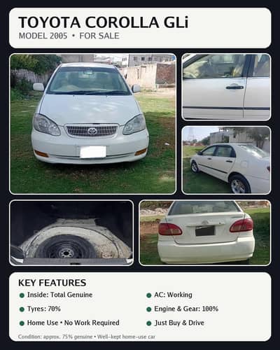Toyota Corolla GLI 2005 60 percent genuin