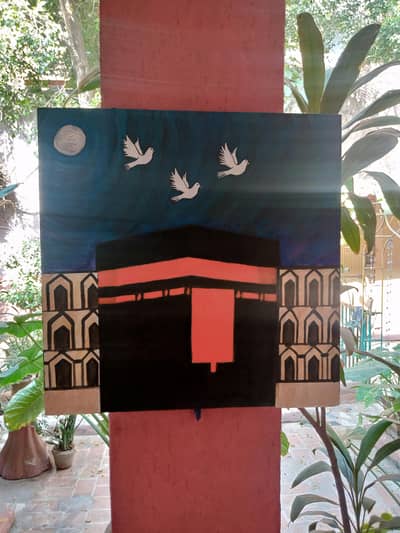 Handmade Kaaba Sharif Canvas painting/24*24 inch