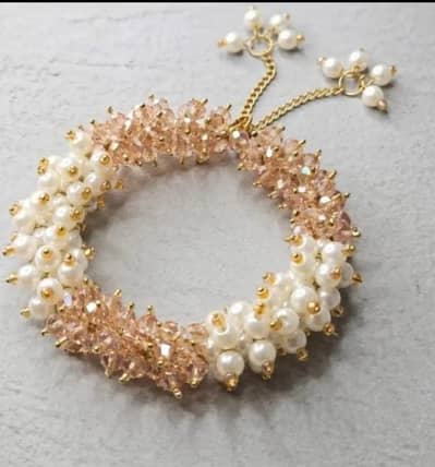 handmade golden and white pearls gajra bracelet Eid/mehndi