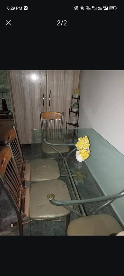 Glass dinning with 4 chairs