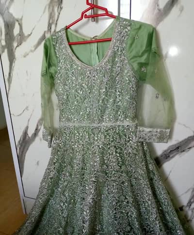 Pista Green Heavy Bridal Tail Maxi - Once Worn - Full Heavy Work