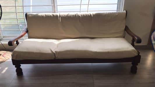 Wooden 3-Seater Sofa with Cushions (03207145930)