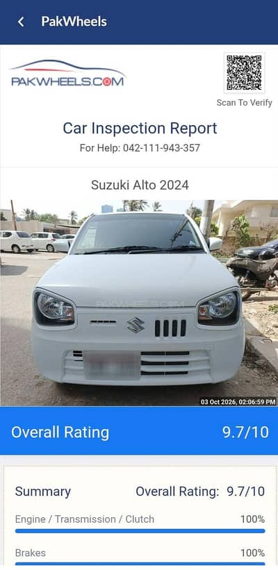Suzuki Alto VXL AGS 2024 End 9.7 Rating 100%Original Location Defence